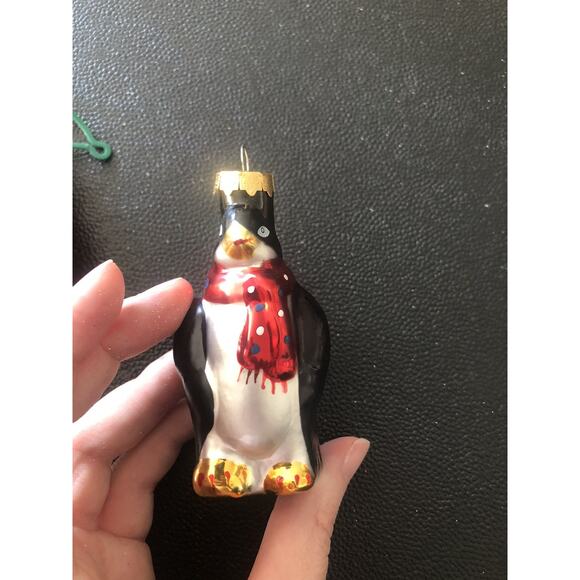 Vintage Eclectic Glass Soldier, Santa Bear, Penguin Christmas Ornaments Set Of 3 - Picture 7 of 7